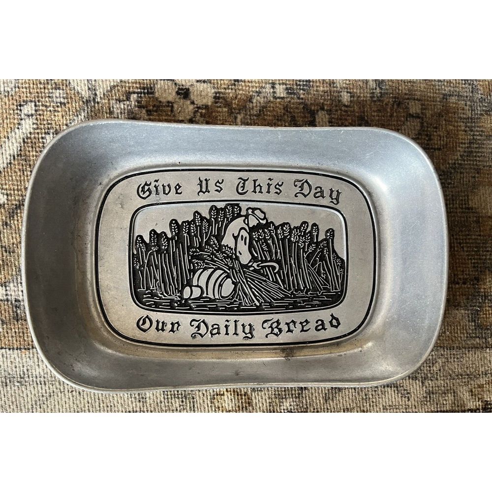 Wilton Armetale Platter Tray Plate Give us This Day Our Daily Bread Pewter‎ 11x7